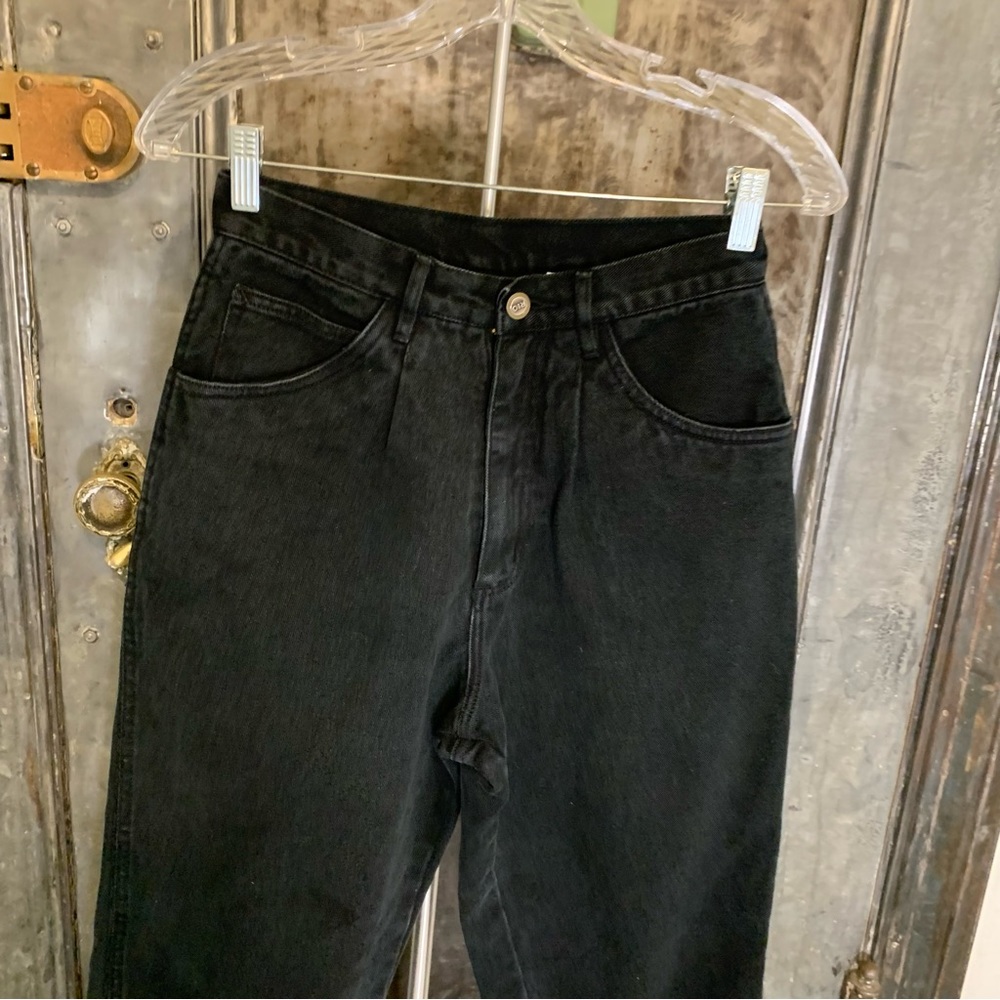 small 26" waist Vintage 80s 90s Rio black colored jeans high waisted tapered leg